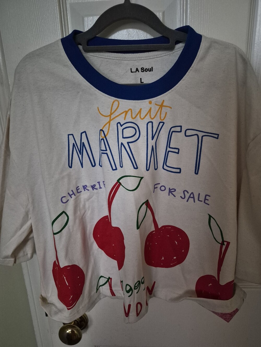 L.A. Soul White Graphic Tee with Royal Blue Trim - Picture 1 of 2